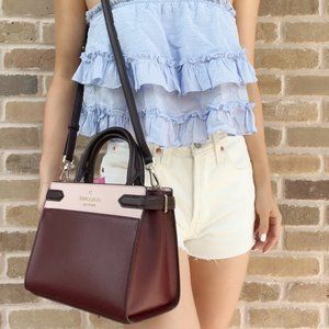 Kate Spade Staci Small Satchel Rose Smoke Pink Burgundy Multi